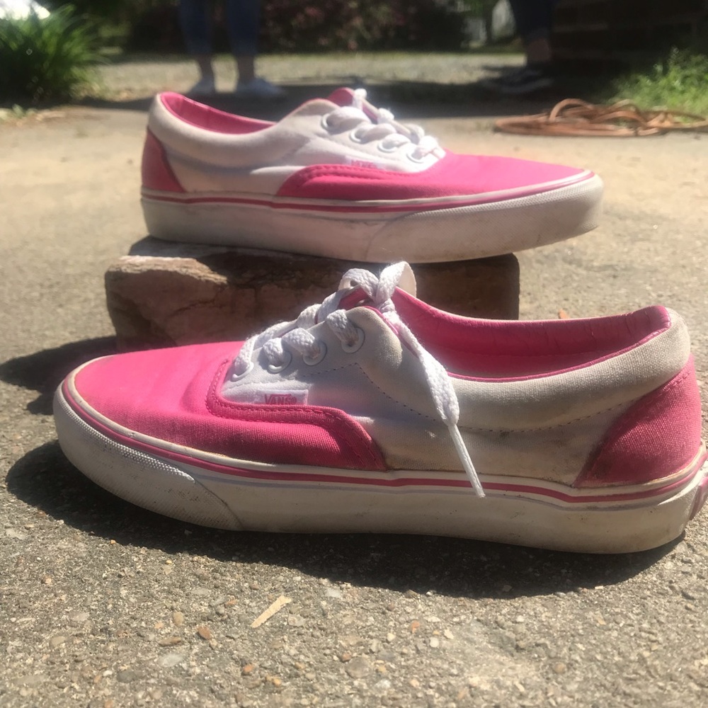 Pink and white vans